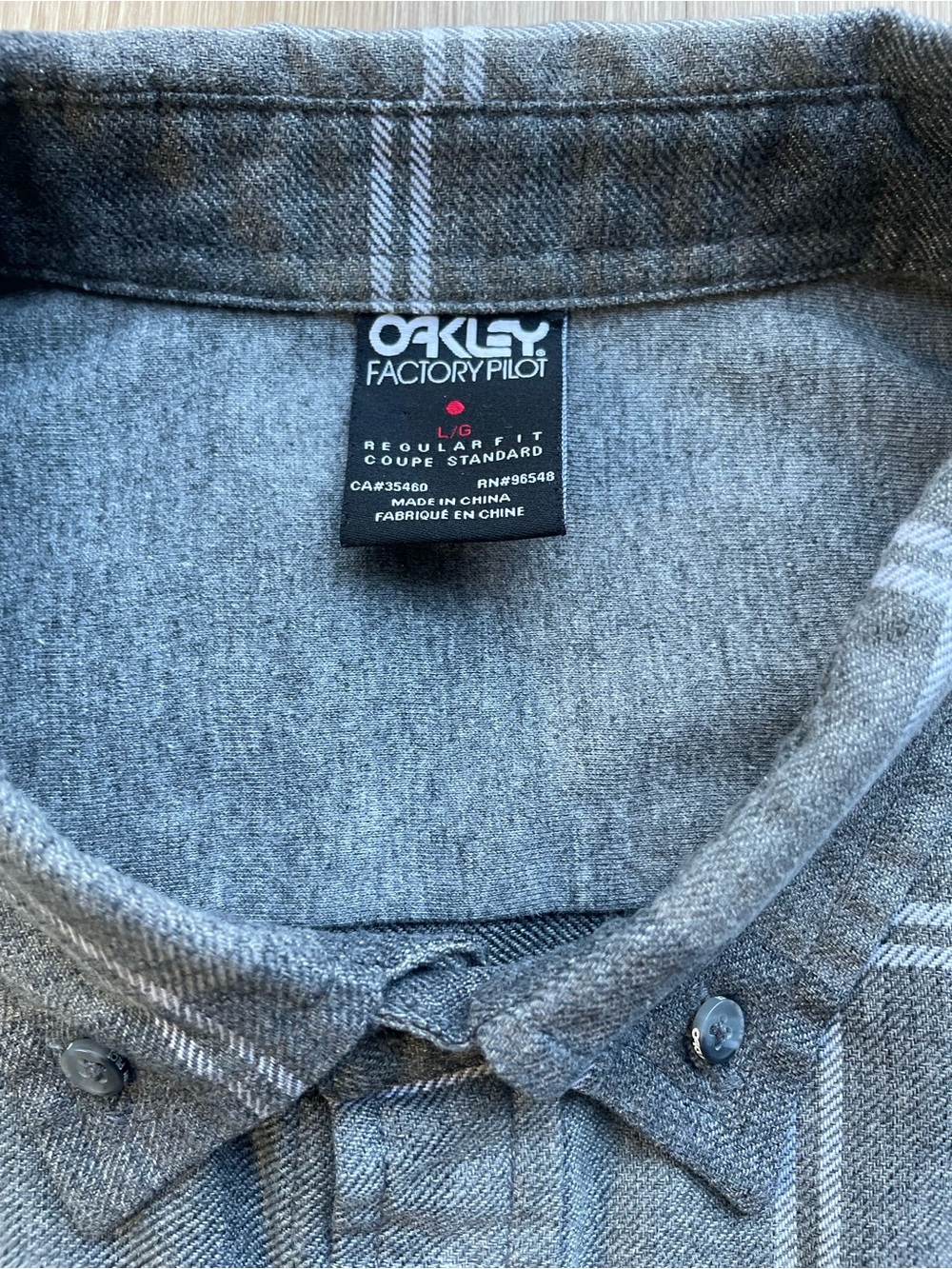Men's Large Oakley Factory Pilot Technical Plaid Flannel Shirt Jacket Gray